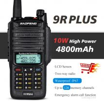 Walkie Talkie impermeabile IP68 Baofeng UV-9R Plus 10 km Ad alta potenza 10 W Dual Band Radio bidirezionale UHF VHF Radioamatore portatile UV9RPLUS