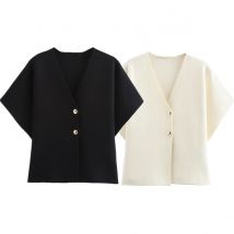 Maxdutti 2024 elegante einfarbige Top minimalist ische Strickjacke Frauen Herbst/Winter Mode einreihige Strickwaren