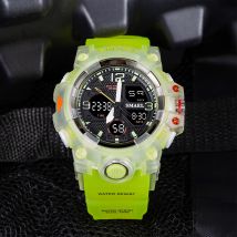 Reloj deportivo militar para hombre, reloj despertador con cronómetro, luz trasera Digital LED, pantalla de hora Dual, resistente al agua, 8008