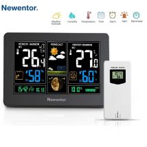 Newentor Q3 Wetterstation, kabelloser Sensor für den Innen- und Außenbereich, mit Wecker,