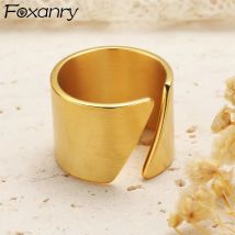 Foxanry Gold Farbe unregelmäßige geometrische Manschetten ringe für Frauen Paare minimalist ische kreative Mode Vintage Verlobung Schmuck Geschenke