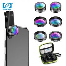 APEXEL HD 6 in 1 obiettivo della fotocamera del telefono cellulare CPL/Star Filter Lens grandangolare Macro Lenes per Smartphone Fish Eye Lente Para Celular