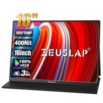 ZEUSLAP 16 "Monitor portátil 100% sRGB 1200P pantalla IPS pantalla de ordenador de juegos de viaje para Steam Deck Laptop Switch PS4 PS5 Xbox