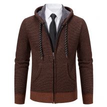 Männer Pullover Jacken Mode Fleece Mantel Mit Kapuze Hohe Qualität Luxus Marke Strickjacke Braun Männliche Oberbekleidung