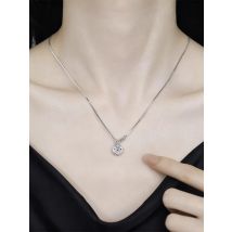 A 925 silver 1 carat round moissanite versatile men's and women's high-quality bubble pendant necklace