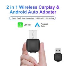 Original CarPlay Android Auto Adapter verkabelt auf kabellosen 5 GHz WiFi5.0, USB/Typ-C Plug-and-Play, für 99 % verkabelte CarPlay/Auto-Autos