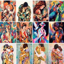 PhotoCustom Acrylgemälde nach Zahlen, Kunsthandwerk, Malen nach Zahlen, ABSTRAKTE Charakter- und Zahlenmalerei, Wanddekoration für Erwachsene