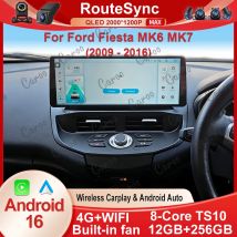 12.3 Inch For Ford Fiesta MK6 MK7 2009-2016 Android 15 8-Core 8G+256G Car Multimedia Player Stereo Receiver Radio GPS 4G WIFI