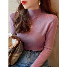 ZJAISS 2025 Neue Rollkragenpullover Frauen Mode Stretch Tops Frauen Gestrickte Pullover Langarm Bodenbildung Gestrickte Pullover