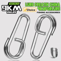 9KM 50 pezzi connettori per esche da pesca ovali a scatto da pesca in acqua salata anelli divisi a scatto in acciaio inossidabile