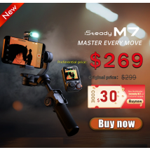 Stabilizzatore cardanico Hohem iSteady M7 Stabilizzatore cardanico a 3 assi per telefono cellulare con luce di riempimento magnetica AI Registrazione video a colori Vlogg