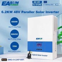 Inwerter solarny hybrydowy EASUN 6.2KW z funkcją pracy równoległej, MPPT, czysta sinusoida, fotowoltaiczny inwerter 48V 220VAC, on-grid, ładowarka solarna 120A, PV 500VDC
