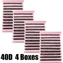 4 Boxen mit 800 Flauschigen DIY-Wimpernverlängerungen mit Clustern von Wispy Individual Lashes in 30D, 40D, 60D und 80D