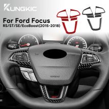 For Ford Focus SE Ecoboost 2015 2016 2017 2018 Car Steering Wheel Button Frame Real Soft Carbon Fiber Sticker LHD RHD