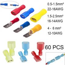 60Pcs Spaten Terminal Weiblich Männlich Stecker Lug Draht Terminal Butt Splice Terminals für Draht Crimp Stecker Sortiment