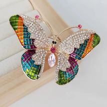 Modny motylkowe broszki ze stopu multicolor dla kobiet metalowy kryształ broszka z owadem przyjęcie urodzinowa zimowa biżuteria