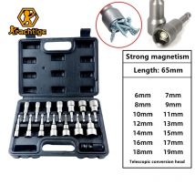 Krachtige 65 mm Steckschlüsselhülsen-Düsen, Mutternschraubendreher-Set, 6–19 mm Bohrmaschinen, Schlagschrauber, Elektro-Schraubendreher-Werkzeug, 6,35 mm Schaft