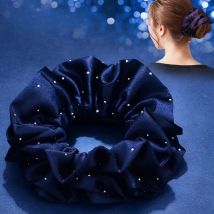 Schwarzes großes Haarband für Damen, Strasssteine, glänzende Scheibe, Haar-Stirnband, Pferdeschwanz, Gummiband, elegante Kopfbedeckung mit Haarseil