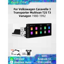 1 Din Radio Android Car Multimedia for VW Volkswagen Caravelle 3 Transporter Multivan T25 T3 Vanagon 1980-1992 6.86" Stereo