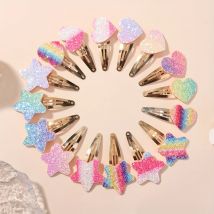 16Pcs Mode Glitter Regenbogen Blume Kaninchen BB Handgemachte Haarnadeln Für Nette Mädchen Haar Clips Barrettes Headwear Haar Zubehör