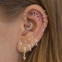 Helix muszla Piercing kolczyki wąż dla kobiet srebrny kolor księżyc gwiazda Daith Tragus chrzęstna