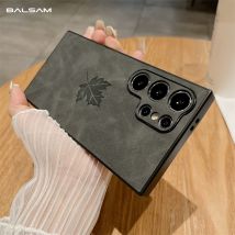 Luksusowe skórzane etui z wzorem liścia klonu do Samsung S24 S22 S21 S23FE Plus Note 20 Ultra A55 A53 A25 A15 A13 A54 Matte Soft Cover