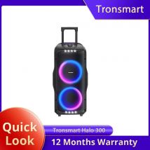 Tronsmart Halo 300 Tragbarer Party-Lautsprecher, 240 W Surging Sound, 2,2 Kanäle, 20-Stunden-Akku, IPX4, stabiler RäderEingebauter Hohlgriff, 40 Hz-20 kHz, 5,21 dBm max