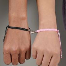 Bracciale magnetico a forma di cuore fatto a mano per donna Uomo Moda Bracciale intrecciato regolabile per coppia Amanti Set di gioielli per amicizia Bestie