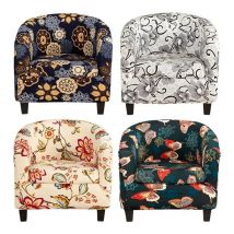 Split Spandex Tub Armchair Covers Floral Stretch Single Sofa Covers for Living Room Bar Chair Slipcover With Seat  Cushion Cover