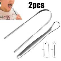 2Pcs Zunge Schaber Edelstahl Zunge Reiniger Mundpflege Hygiene Schaber Dental Mundpflege Hygiene Gesundheit Pflege Werkzeug