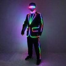 Full Color LED Suit Jacket Digital Remote Control LED Light Up Costume Wedding Stage Hosting Bar Nightclub DJ Luminous Clothing