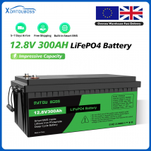 DATOUBOSS 12V 300Ah LiFePO4-Batterie, integriert, 200 A BMS, 8000+ Zyklen, Lithiumbatterie, max. 3840 W Leistung, perfekt für Solar
