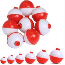 10Pcs Angeln Bobbers Harte ABS Rot/weiß Slip Bobbers Push Button Runde Boje Schwimmt Angelgerät Zubehör