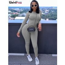 Seltsame Puss Solid Fitness Casual Jumps uit Frauen Langarm Stretch Skinny Aktivität sportlich eng einfach fallen Streetwear Overalls