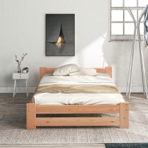 КОМН KemalМ Letto singolo 90 x 200 cm, letto in legno massello con rete a doghe e testiera letto per ragazzi