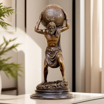 32 cm griechische Titan-Bronze-Atlas-Statue, Atlas mit der Welt, Bronze-Statuen und Skulpturen für Heimdekoration, Desktop-Ornament, Geschenk