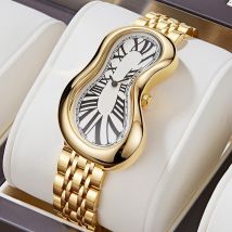 New Alien Crash Melted Twisted Watch for Men and Women Y2K Watches Luxury Steel Starp Waterproof Quartz Wristwatches Gifts Box