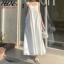 Kleid Frauen Kleidung Robe Vestido Sommerkleid Kleid Vintage weiß koreanischen Sommer Französisch Stil Retro A-Linie ärmellose Riemen Kleider