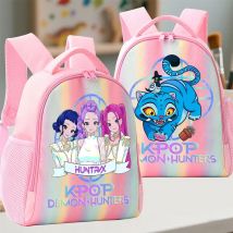 Mochila K-Pop Demon Hunters para estudiantes, arcoíris HUNTR/X Rumi Mira Zoey, accesorios de Anime, mochila escolar, regalos de cumpleaños para niños