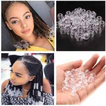 50 teile/los 12MM Transparent Harz Haar Perlen 6mm Große Loch Dreadlock Perlen Für Geflecht Haar Manschette Zubehör Metall ring Für Haar