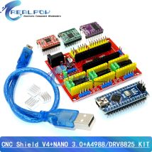 CNC Shield V4 Graviermaschine 3D-Drucker + Nano 3.0 mit USB-Kabel + 3 Stück A4988 / DRV8825 Reprap Schritttreiber-Set für Arduino
