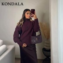 KONDALA 2025, Herbst Winter Frauen Grundlagen Gestrickte Pullover Mode Lässig Rollkragen Dicke Warme Solide Pullover Damen Pullover