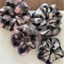 2025 College Style Plaid Scrunchies Women Girls Elastic Hair Rubber Bands Accessories Hair Ring Rope Headdress Headwear Ornament