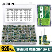 JCCON 925Pcs 36 Werte Aluminium-elektrolyt-kondensator Sortiment Kit Low ESR 1uF 4,7 uF 10uF 22uF