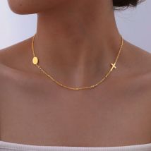 Christlich-katholische Kreuz Halskette für Frauen Edelstahl Schmuck Saint Benedict Kette Dame Freundin Valentinstag Geschenk