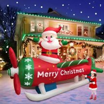 2,7 M/9FT Weihnachten Ornament Aufblasbare Modell Santa Flugzeug Integrierte Led-leuchten Weihnachten Party Indoor Outdoor Garten Requisiten dekoration