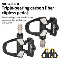 MEROCA Rennrad-Schlosspedale für Shimano SPD mit Schlossplatte, ultraleichte 3-Lager-Rennrad-Schlosspedale aus Kohlefaser