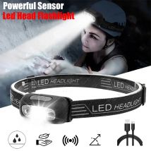 Potente torcia frontale a LED regolabile con sensore USB ricaricabile COB lampada frontale Mini campeggio pesca all'aperto lampada frontale di emergenza