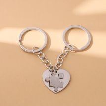 Souvenir Creative Irregular Retro Splicing Couple Keychain Boyfriend Girlfriend Love Peach Heart Magnetic Couple Pendant Gift