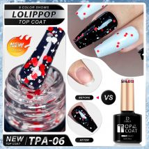 8ml Diamond Top Coat UV Gel Glitter Dots No Wipe Top Coat Transparent Varnish Nail Polish Flash Matte Topcoat Soak Off Manicure
